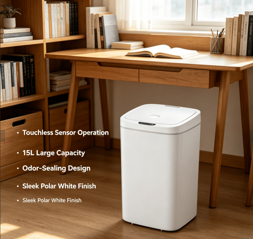 Touchless Sensor Trash Can for Indoor Spaces