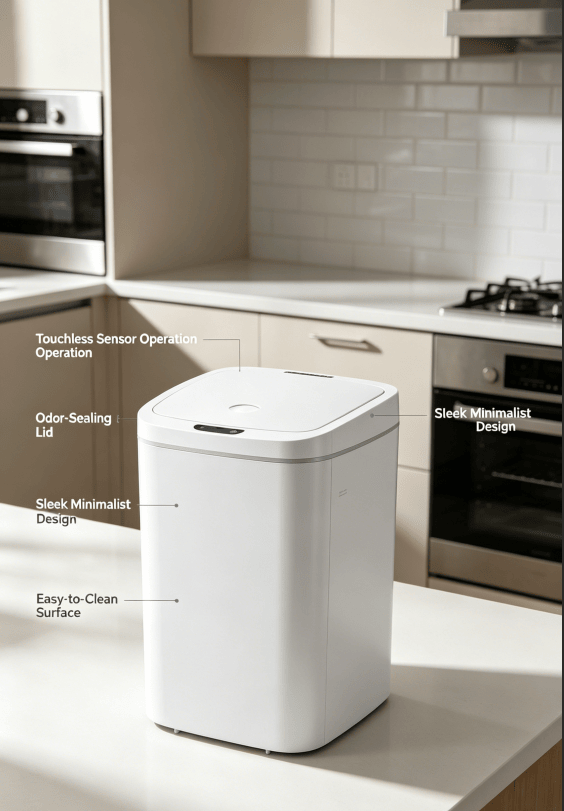 Touchless Sensor Trash Can for Indoor Spaces