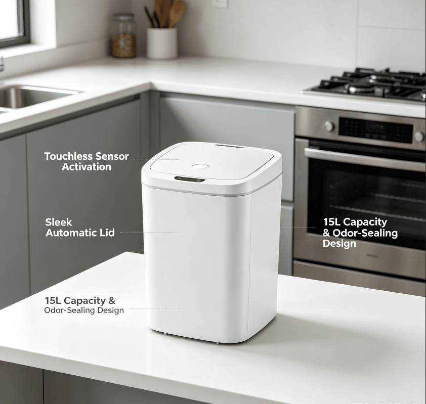 Touchless Sensor Trash Can for Indoor Spaces