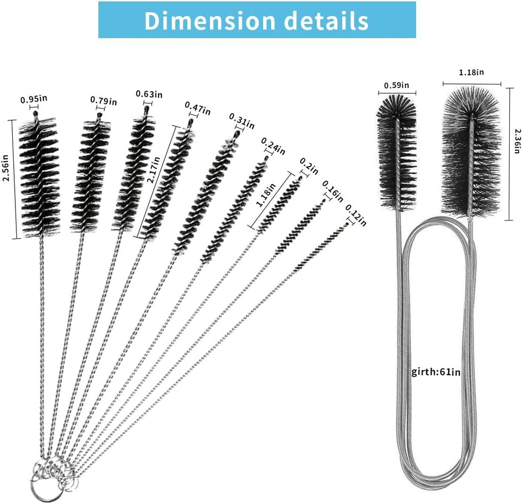 Ten-Piece Flexible Drain, Straw, and Tube Brush Set