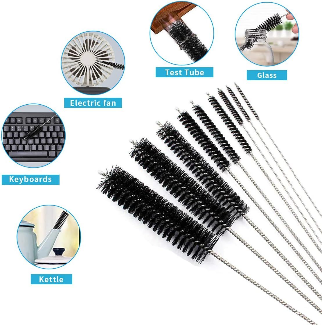 Ten-Piece Flexible Drain, Straw, and Tube Brush Set