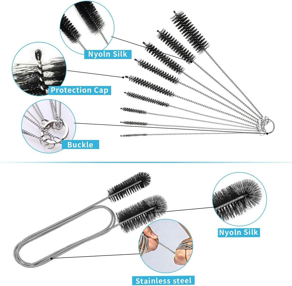 Ten-Piece Flexible Drain, Straw, and Tube Brush Set