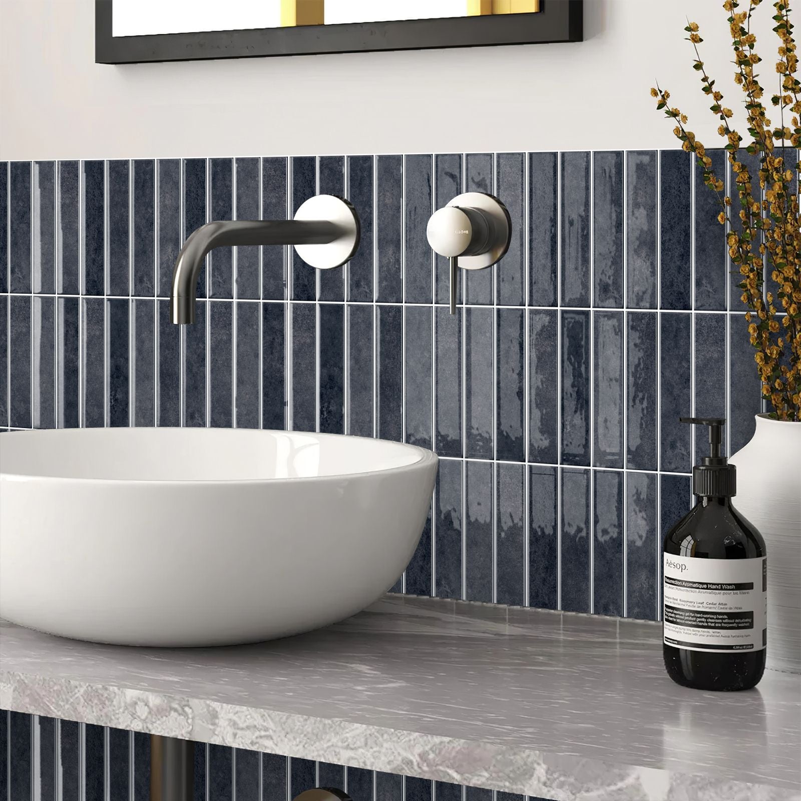 Slate Gray Industrial Long-Stripe Backsplash Tiles