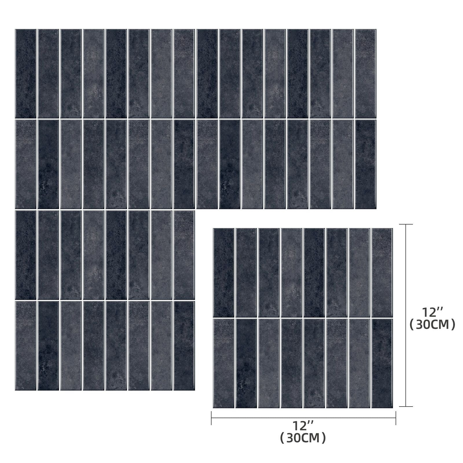 Slate Gray Industrial Long-Stripe Backsplash Tiles