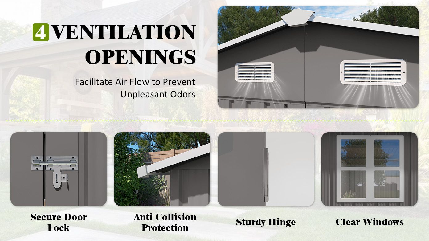 Outdoor Storage Shed with Flexible Front and Side Access