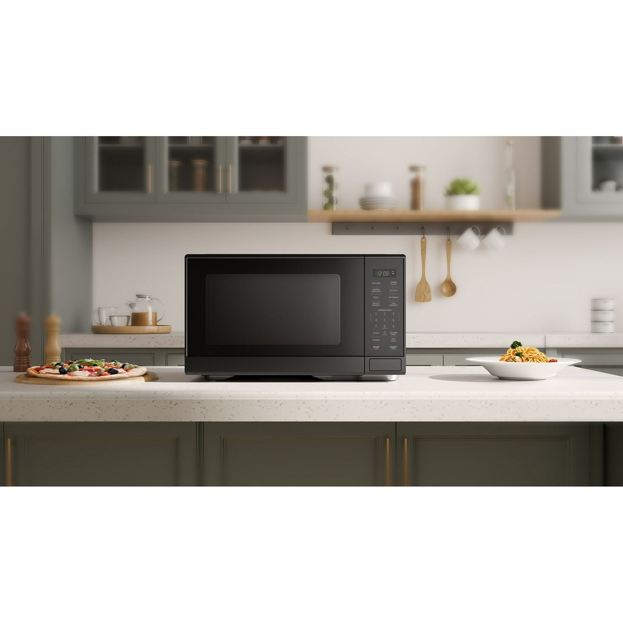 Black Countertop Microwave with Express Cooking and Auto Menus