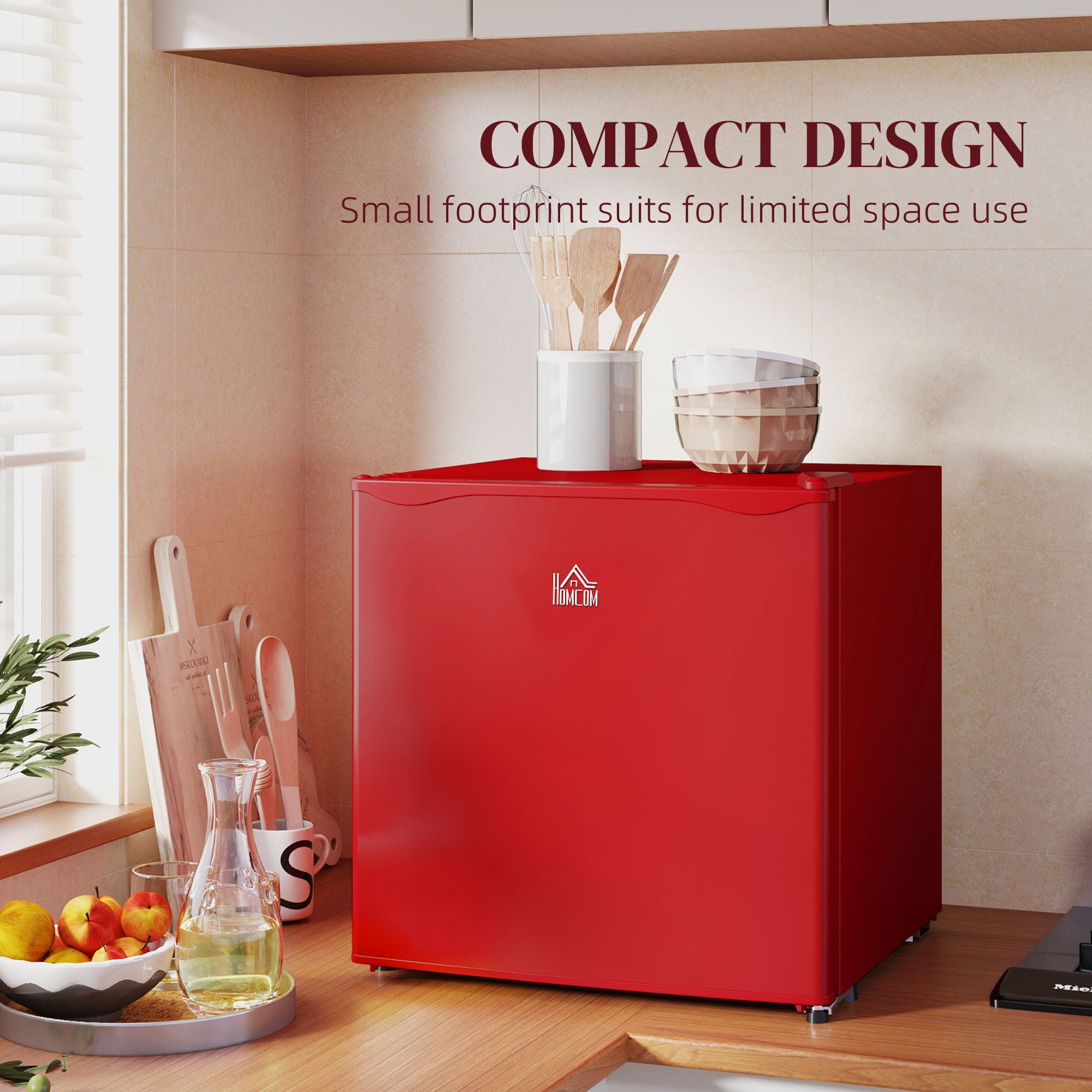 Compact 1.1 Cu. Countertop Mini Freezer with Adjustable Temperature, Red