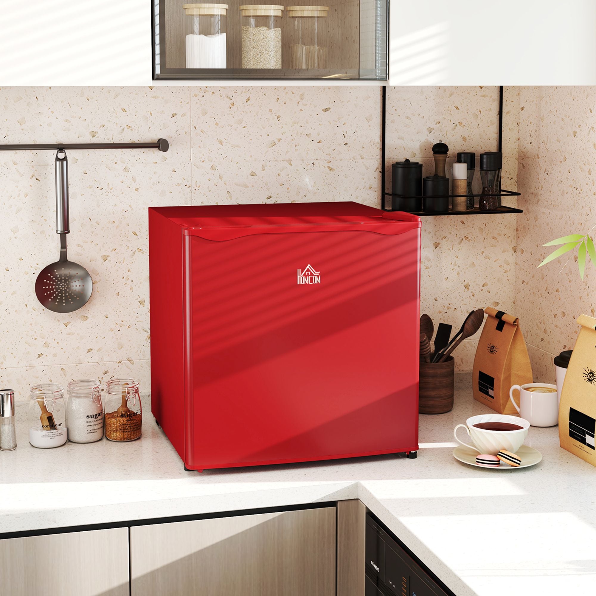 Compact 1.1 Cu. Countertop Mini Freezer with Adjustable Temperature, Red