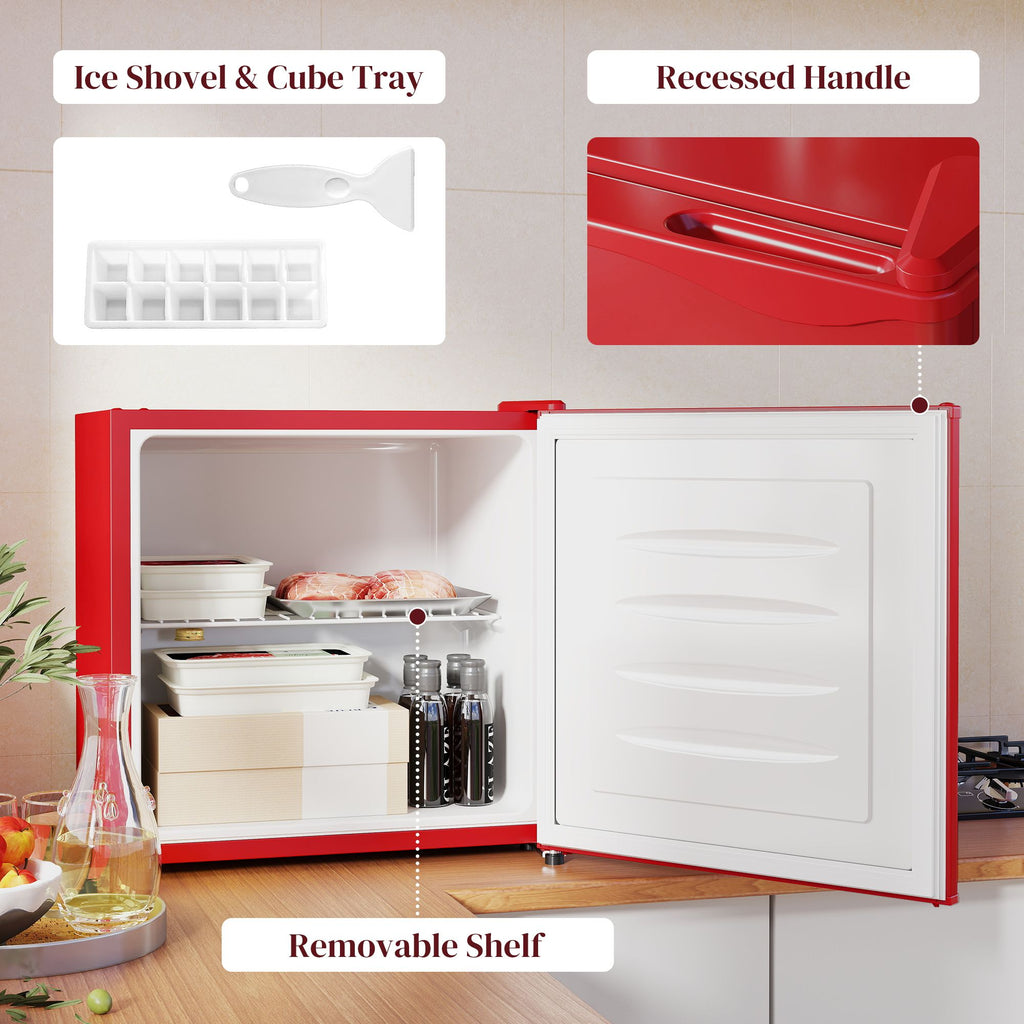 Compact 1.1 Cu. Countertop Mini Freezer with Adjustable Temperature, Red