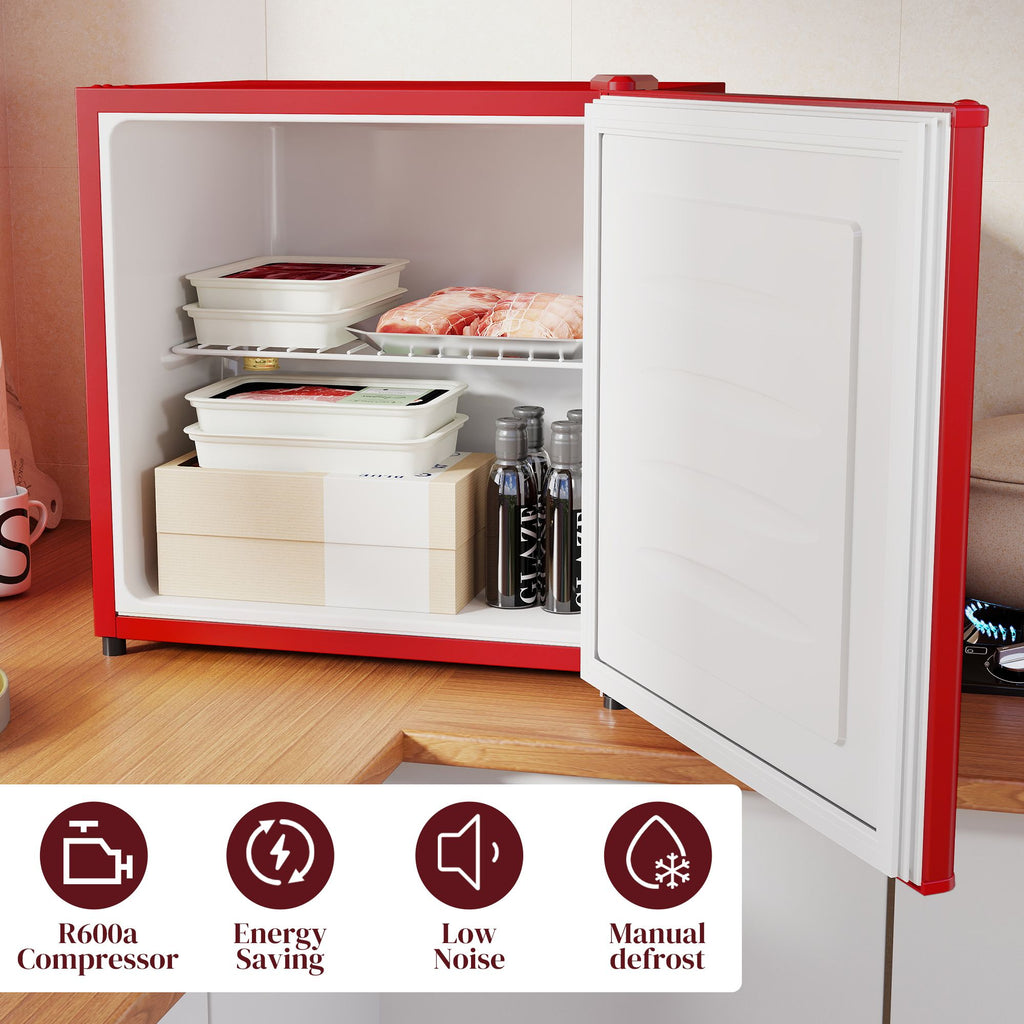 Compact 1.1 Cu. Countertop Mini Freezer with Adjustable Temperature, Red
