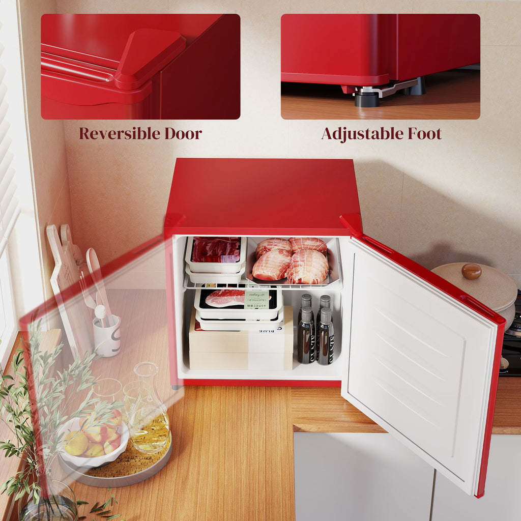Compact 1.1 Cu. Countertop Mini Freezer with Adjustable Temperature, Red