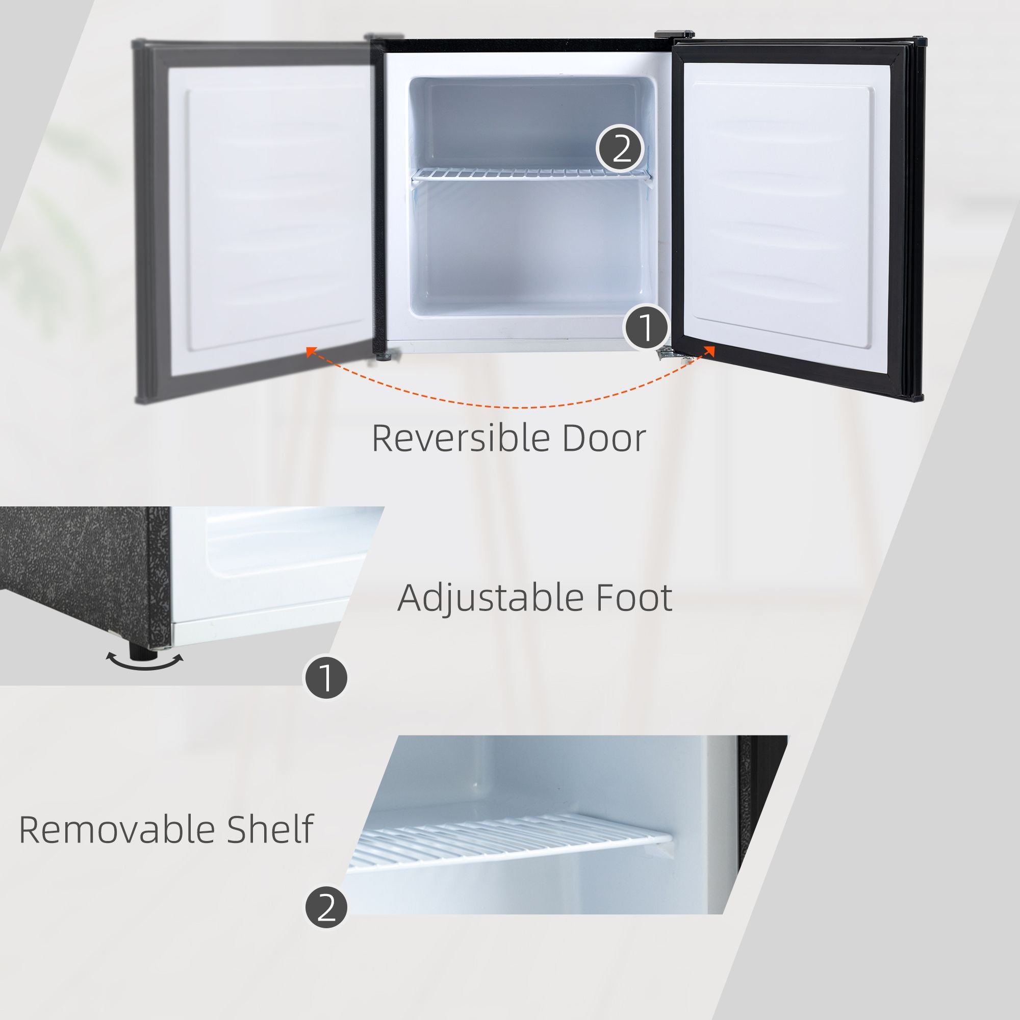 Compact Mini Upright Freezer with Adjustable Temperature and Reversible Door