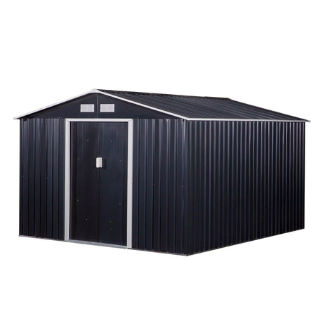 Metal Storage Shed with Double Sliding Doors and 4 Air Vents for Organized Backyard