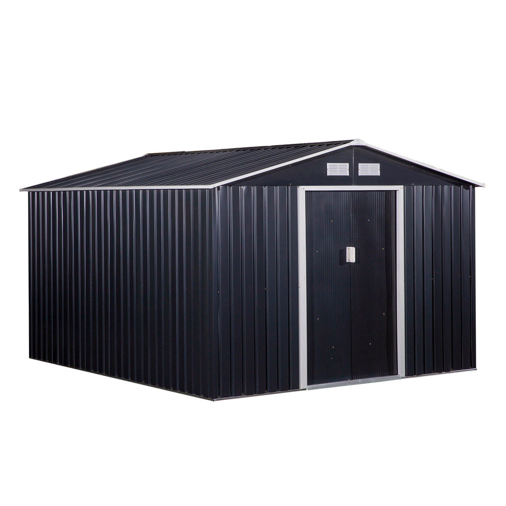 Metal Storage Shed with Double Sliding Doors and 4 Air Vents for Organized Backyard