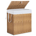 110L Foldable Laundry Basket with Lid – Hand-Woven PP Rattan Hamper