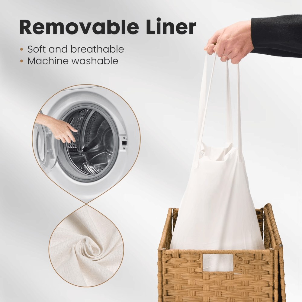 Lidded Laundry Hamper with Removable Washable Liner