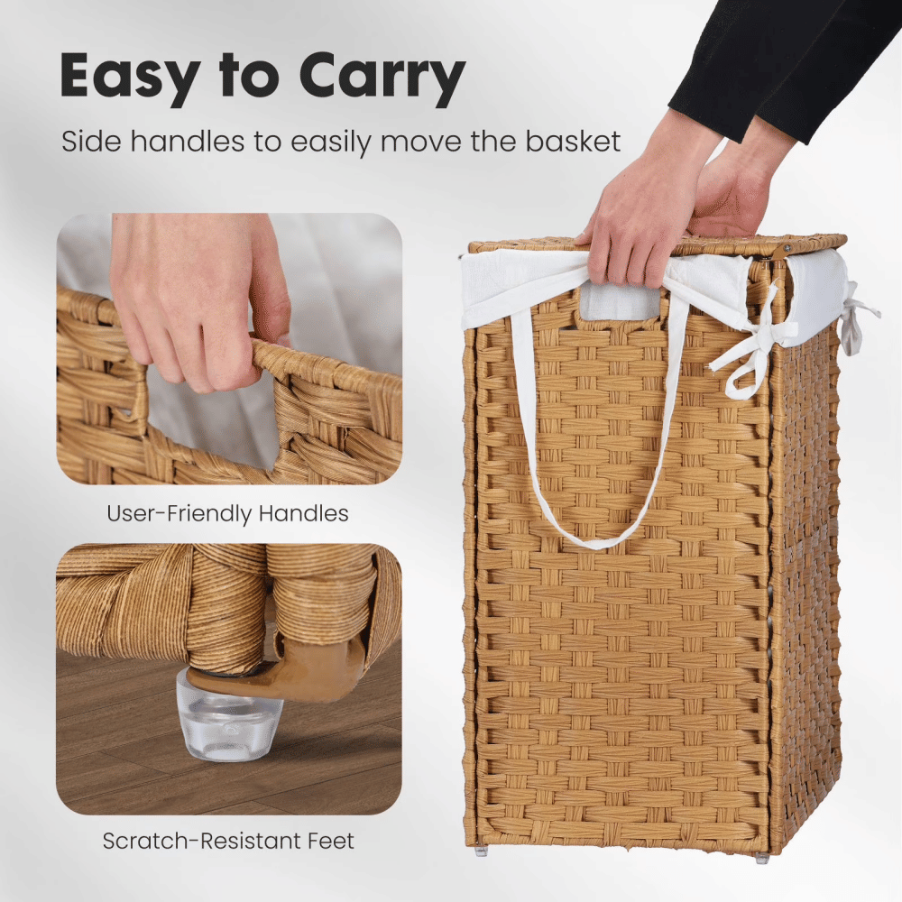 Lidded Laundry Hamper with Removable Washable Liner