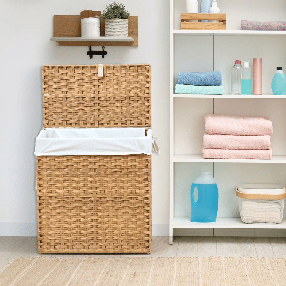 Lidded Laundry Hamper with Removable Washable Liner