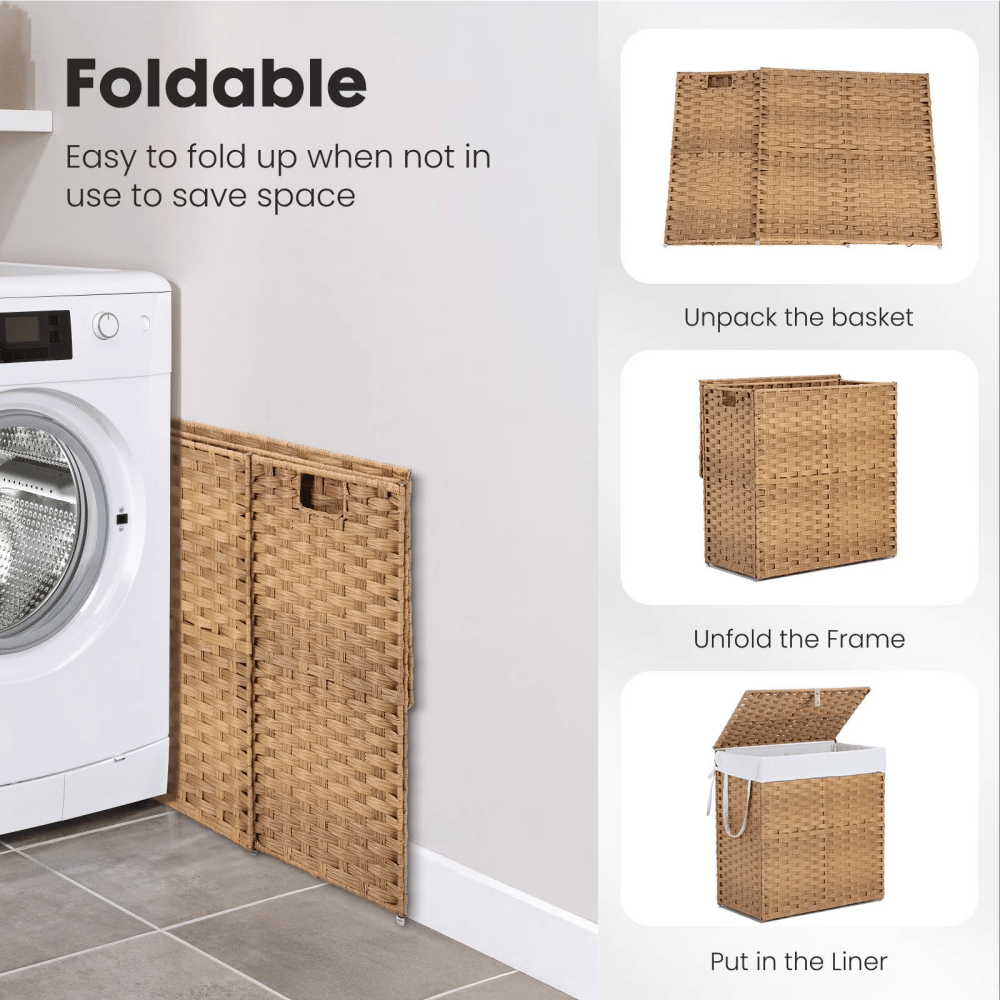 Lidded Laundry Hamper with Removable Washable Liner