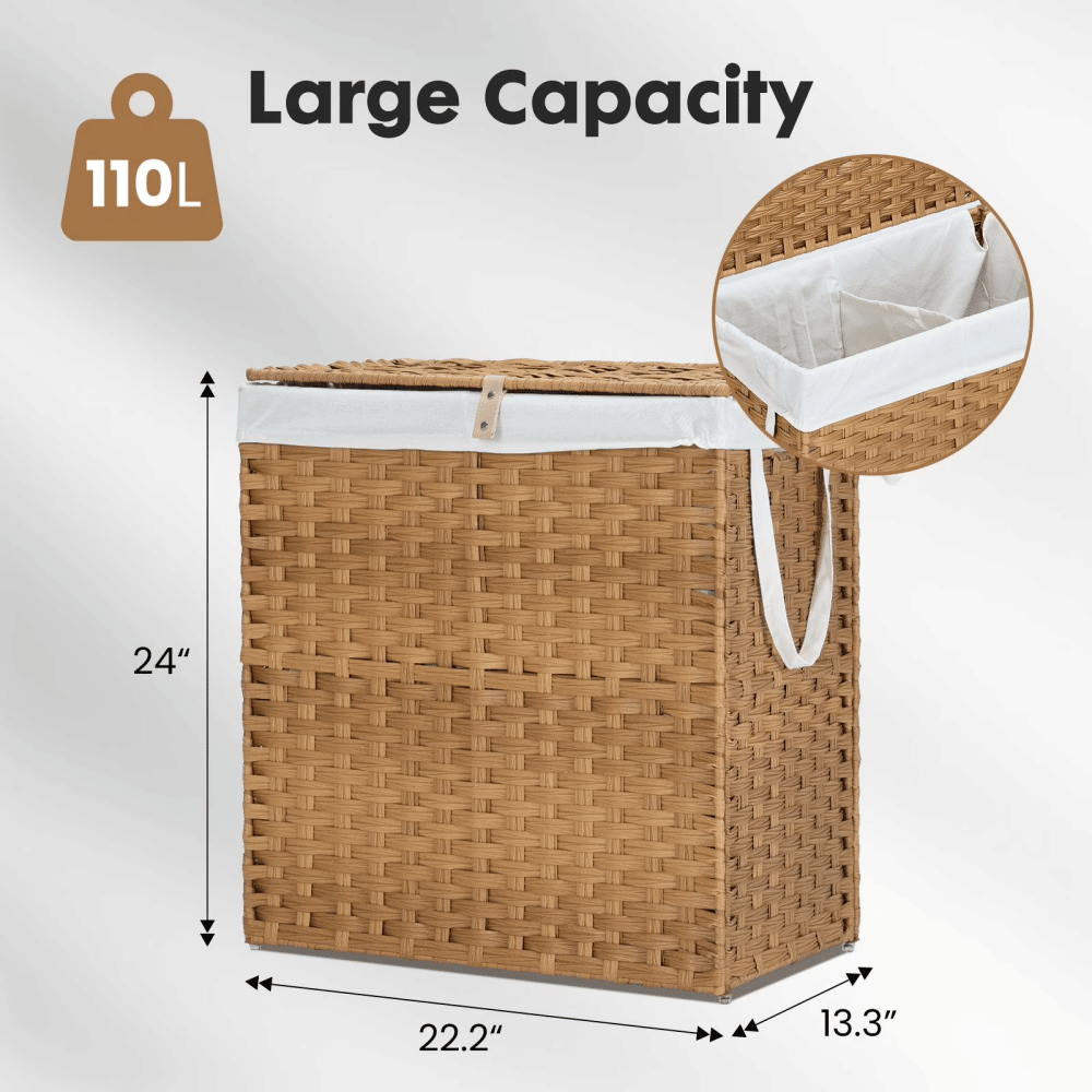 Lidded Laundry Hamper with Removable Washable Liner