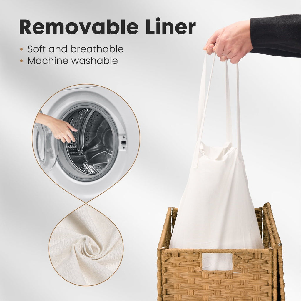 110L Laundry Hamper with Lid and Removable Liner