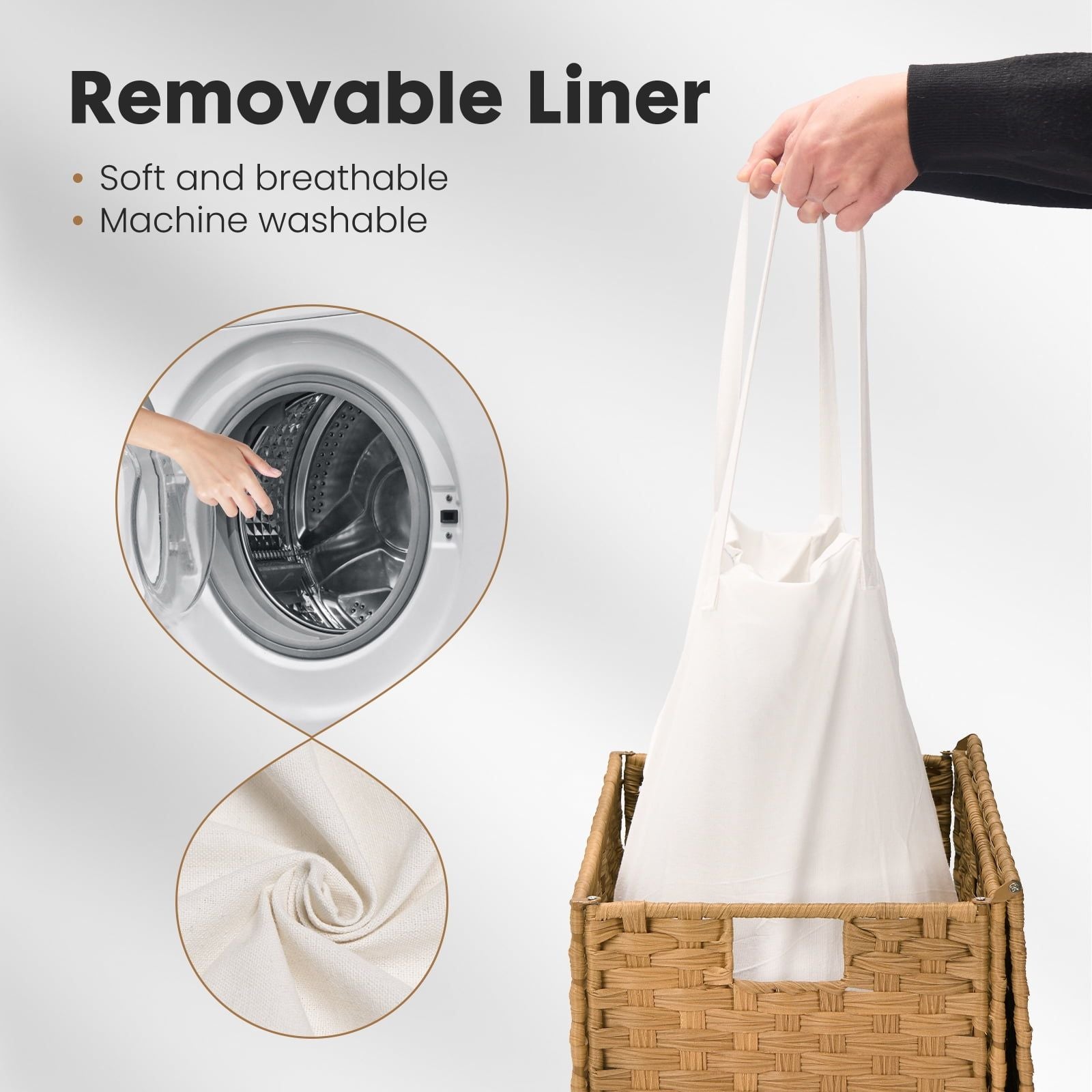 110L Laundry Hamper with Lid and Removable Liner