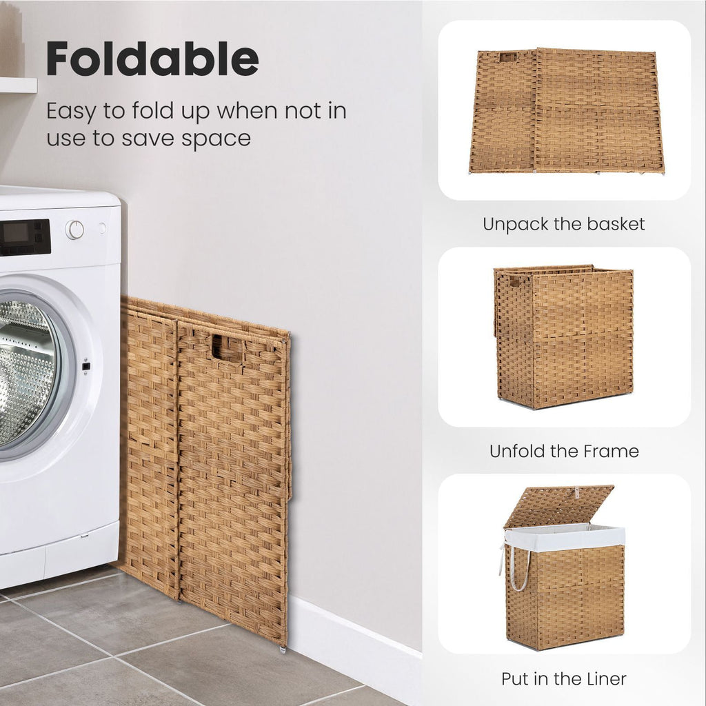 110L Laundry Hamper with Lid and Removable Liner