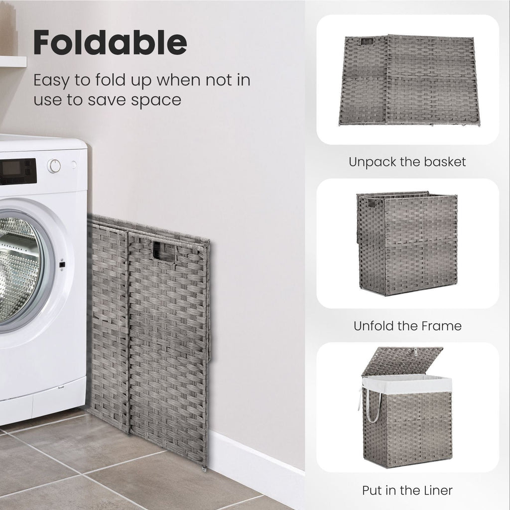 Large Laundry Hamper with Lid and Removable Liner