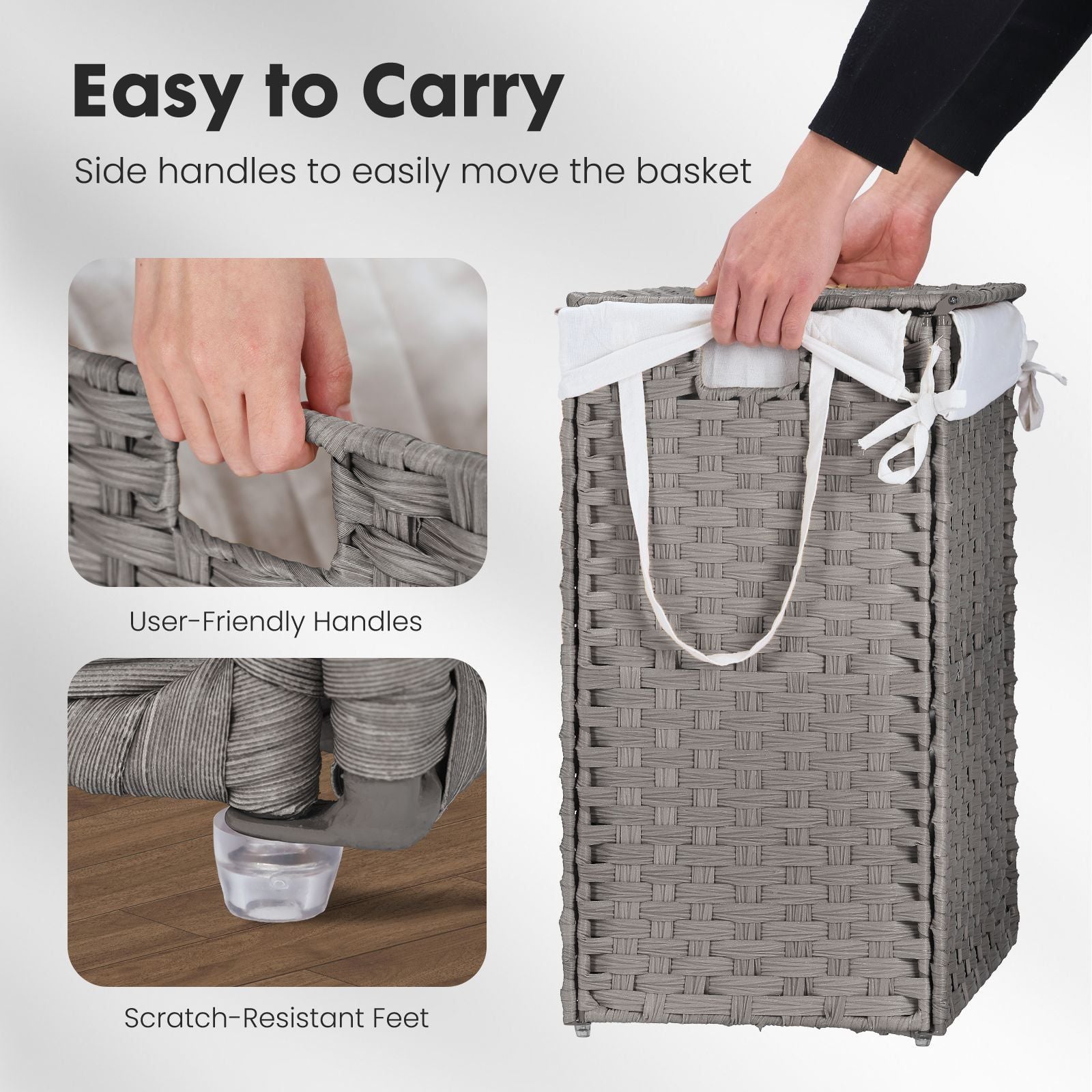 Large Laundry Hamper with Lid and Removable Liner