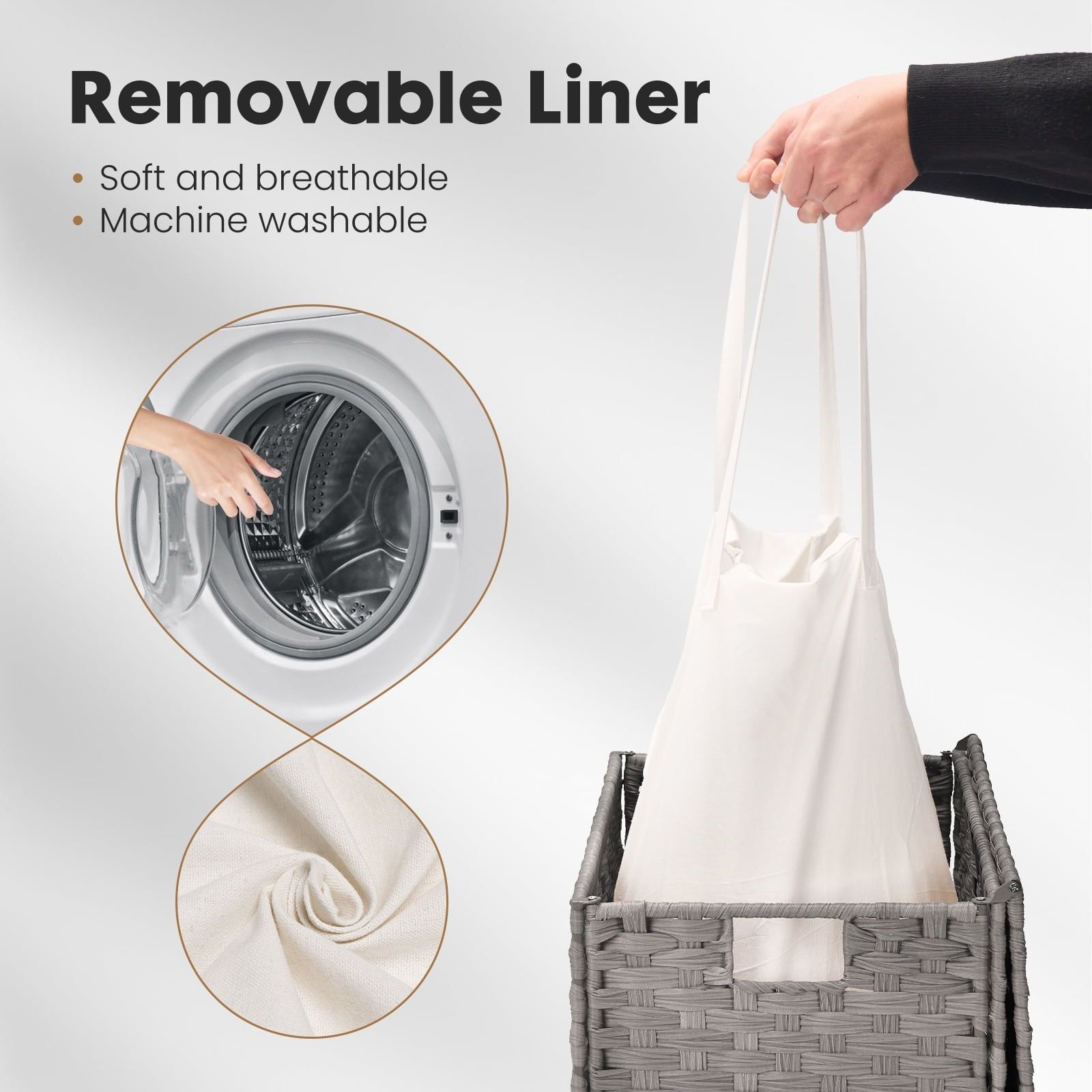 Large Laundry Hamper with Lid and Removable Liner
