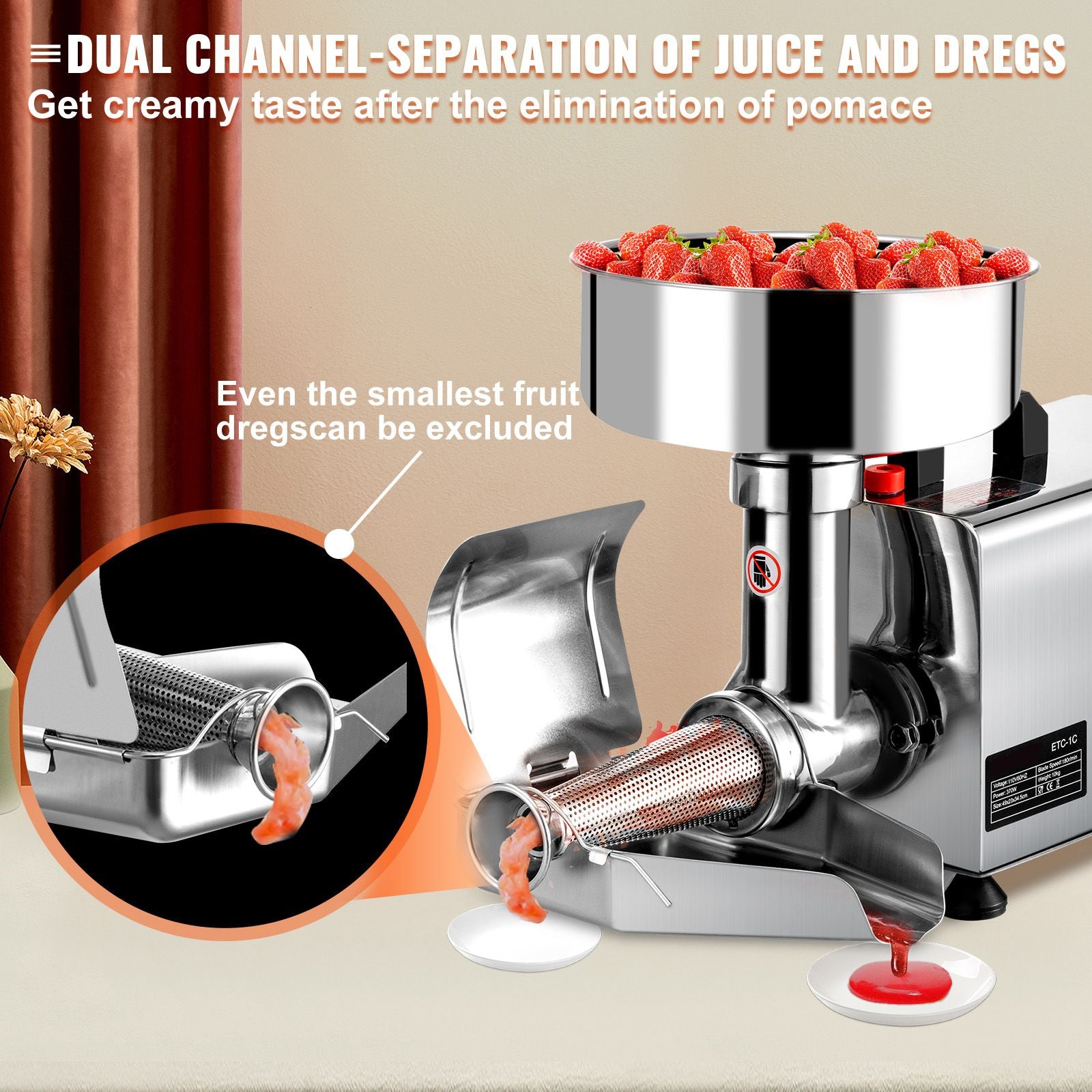 Electric Tomato Strainer for Smooth Sauce and Jam Making