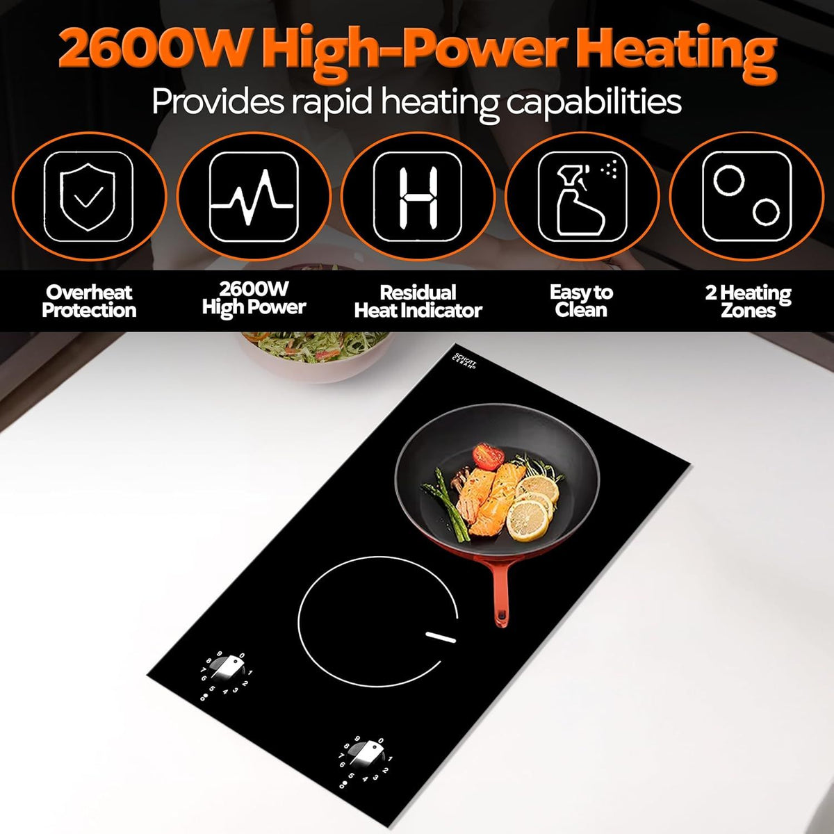 2 Burner Electric Cooktop 2700W 110V with German EGO Burner