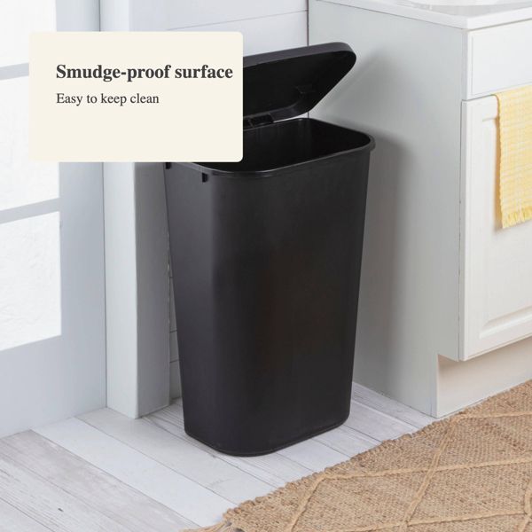 Black Lift-Top Waste Bin for Streamlined Spaces
