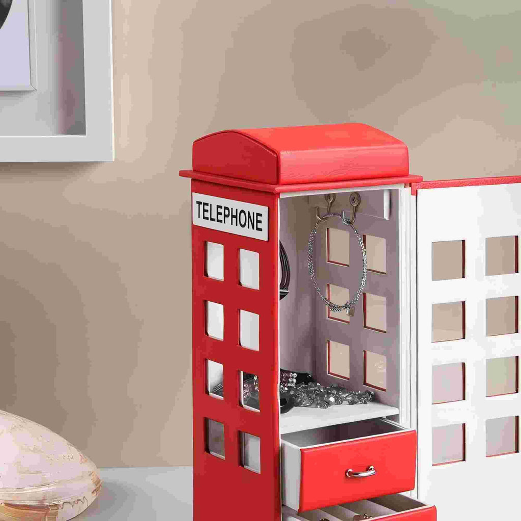 Red British Telephone Box Jewelry Organizer