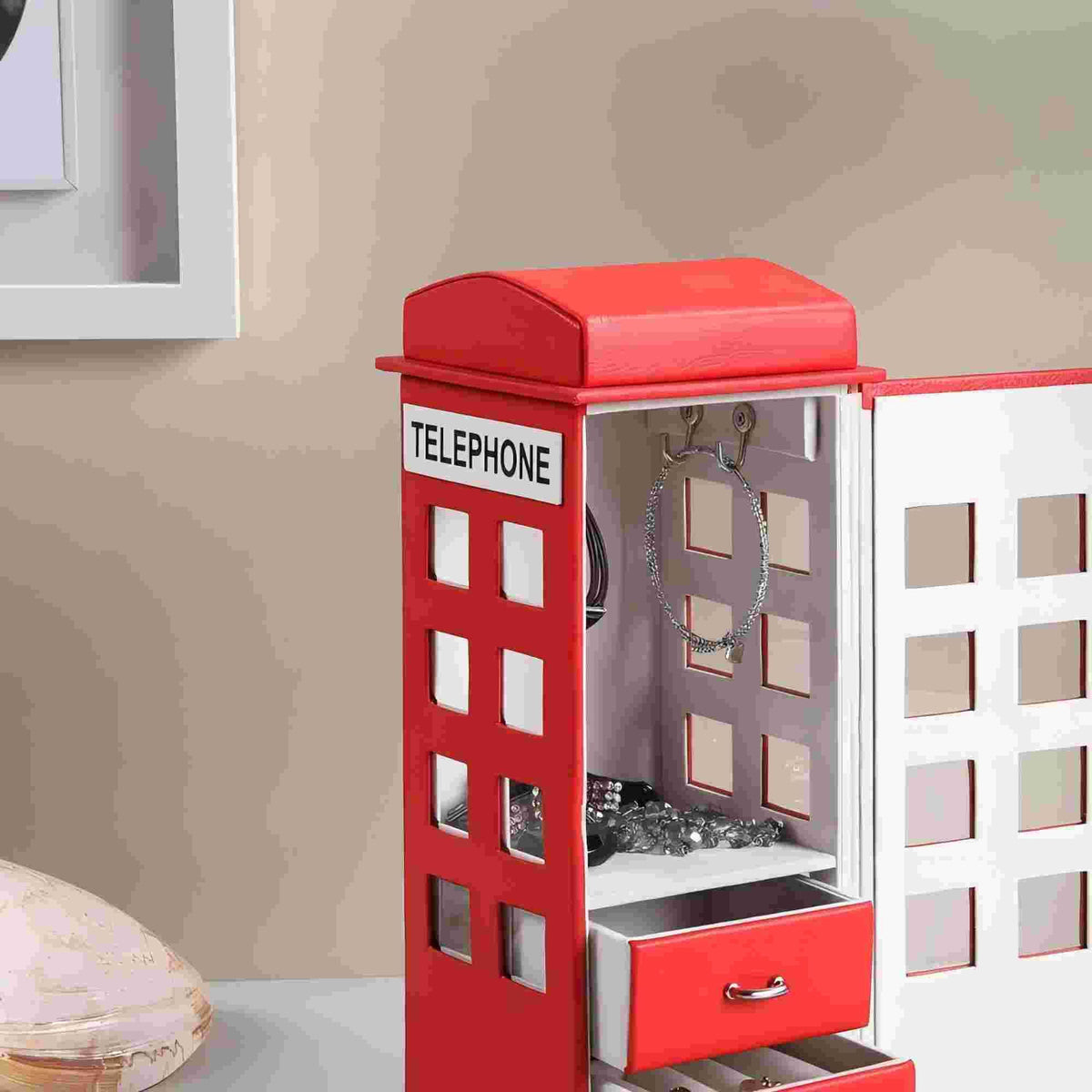 Red British Telephone Box Jewelry Organizer