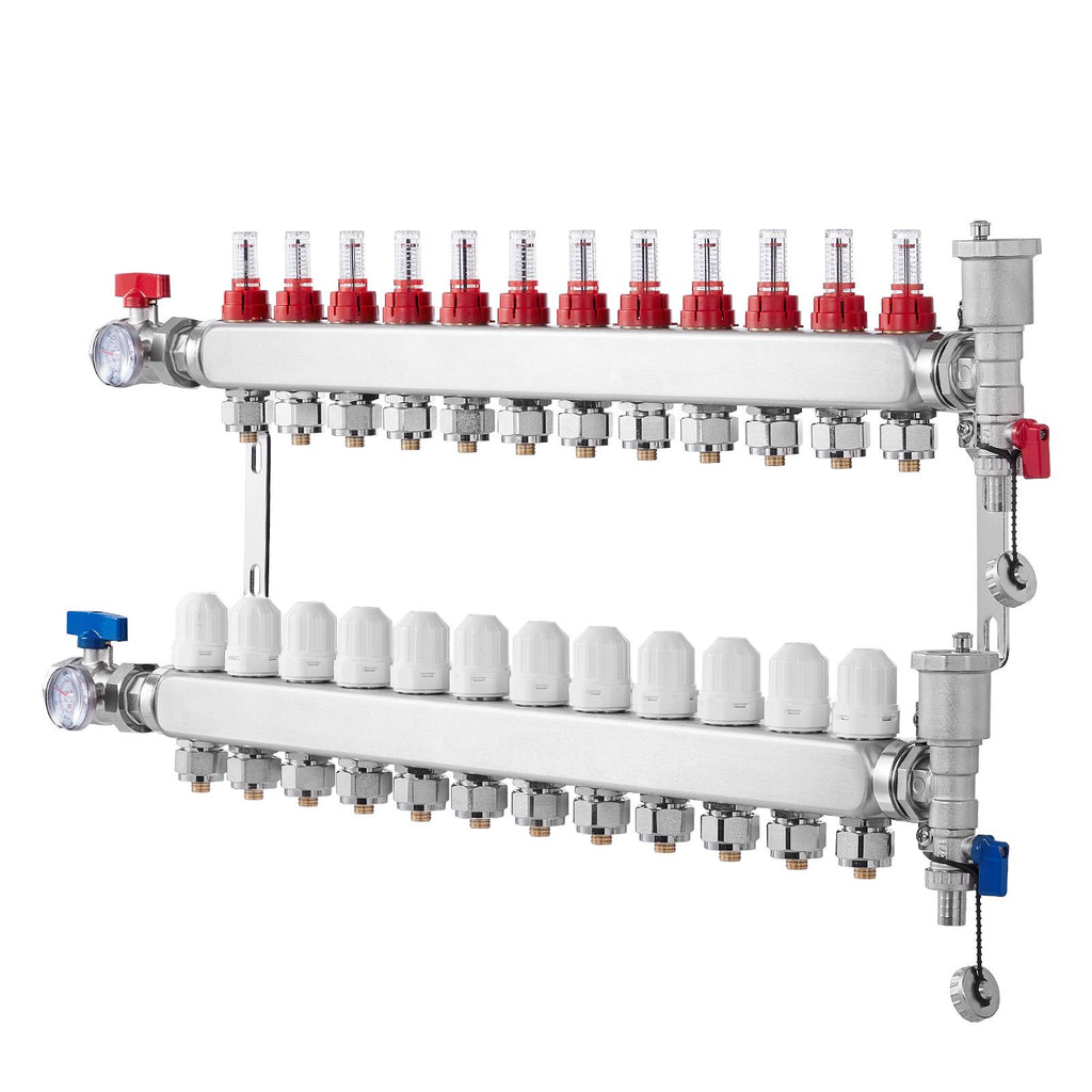 Radiant Floor Heating Manifold with Visual Flow Controls