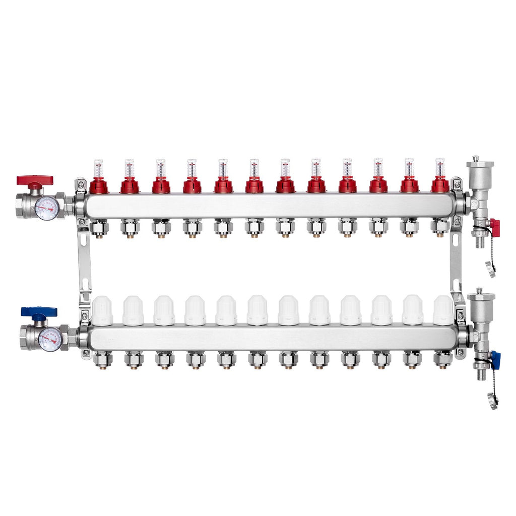 Radiant Floor Heating Manifold with Visual Flow Controls