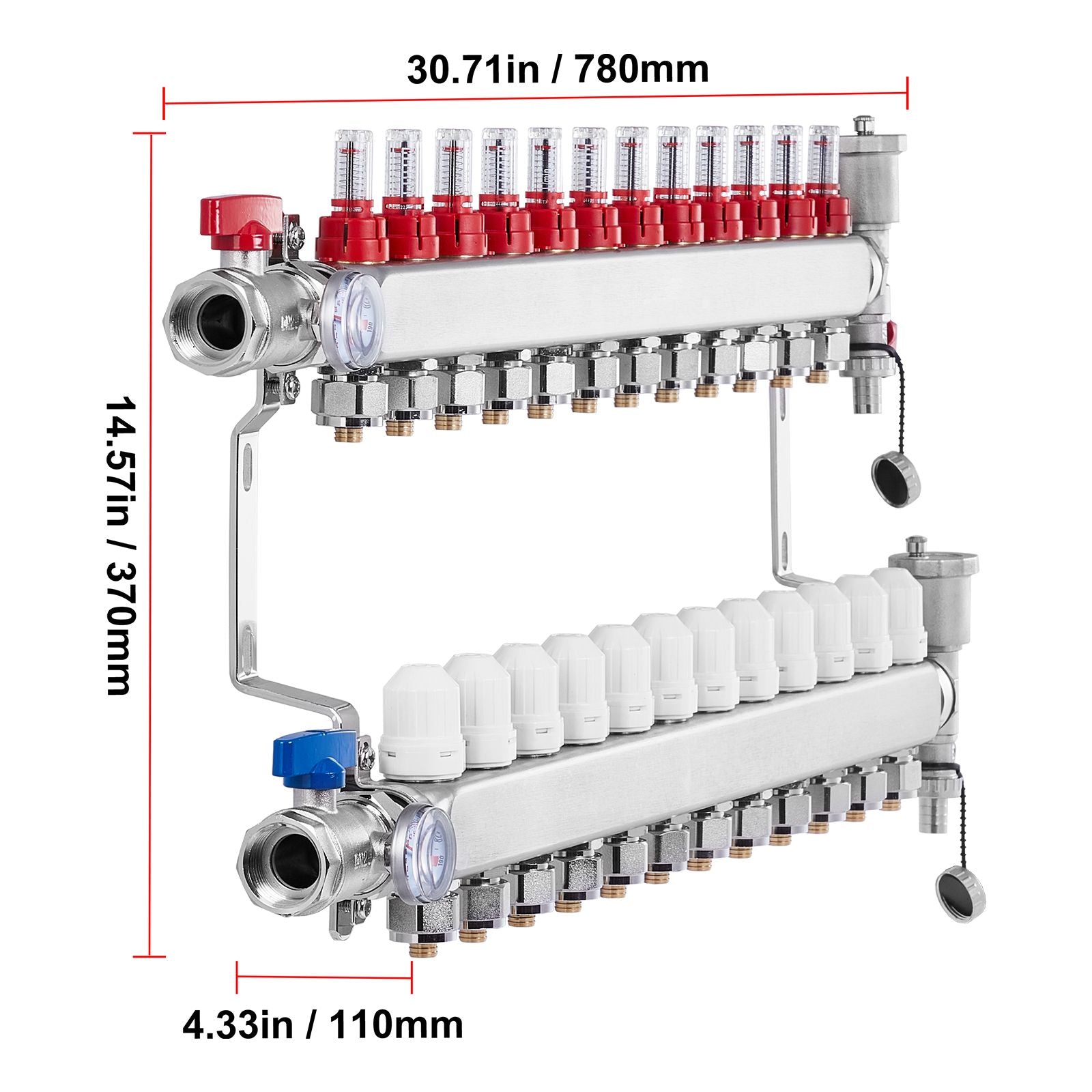 Radiant Floor Heating Manifold with Visual Flow Controls