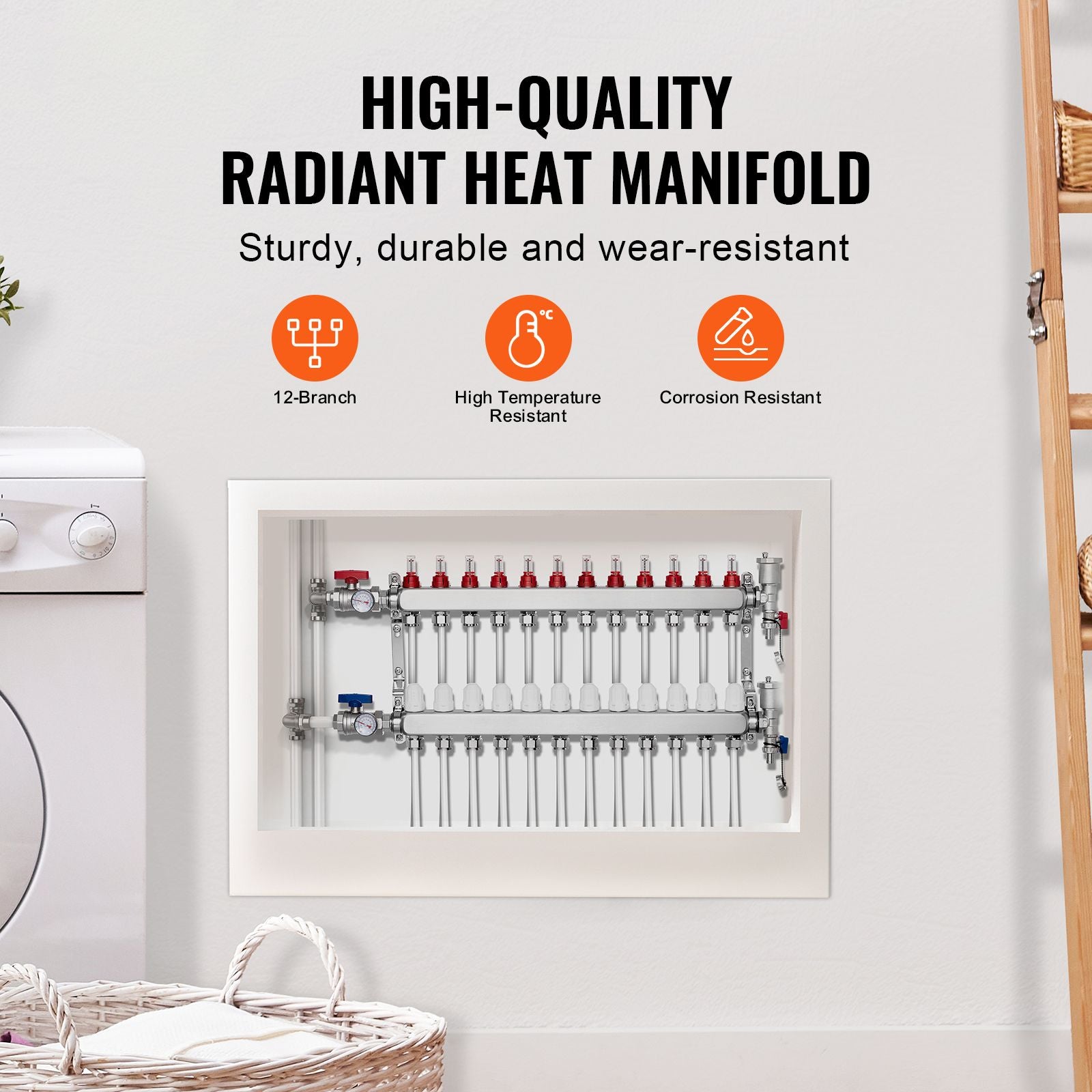 Radiant Floor Heating Manifold with Visual Flow Controls