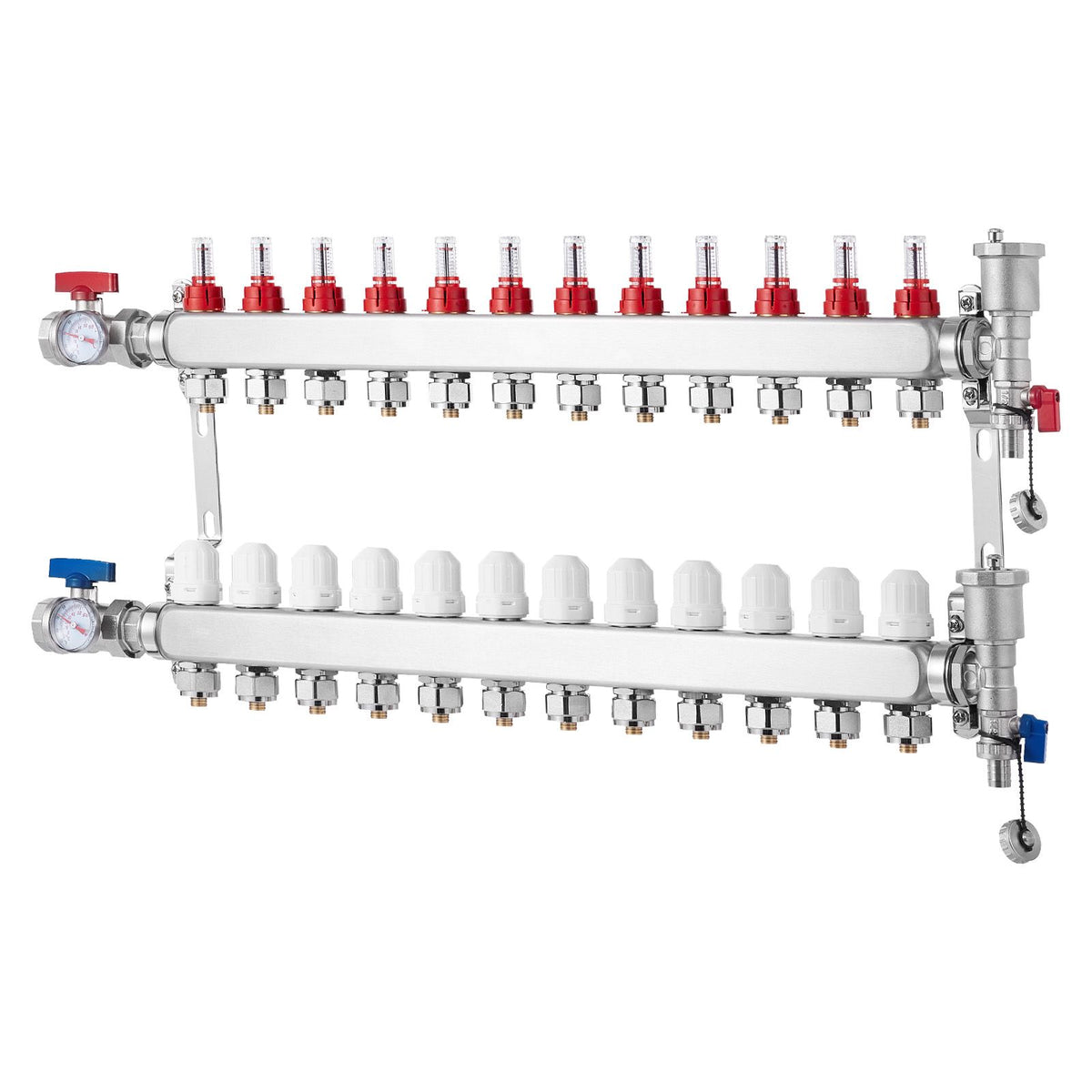 Radiant Floor Heating Manifold with Visual Flow Controls