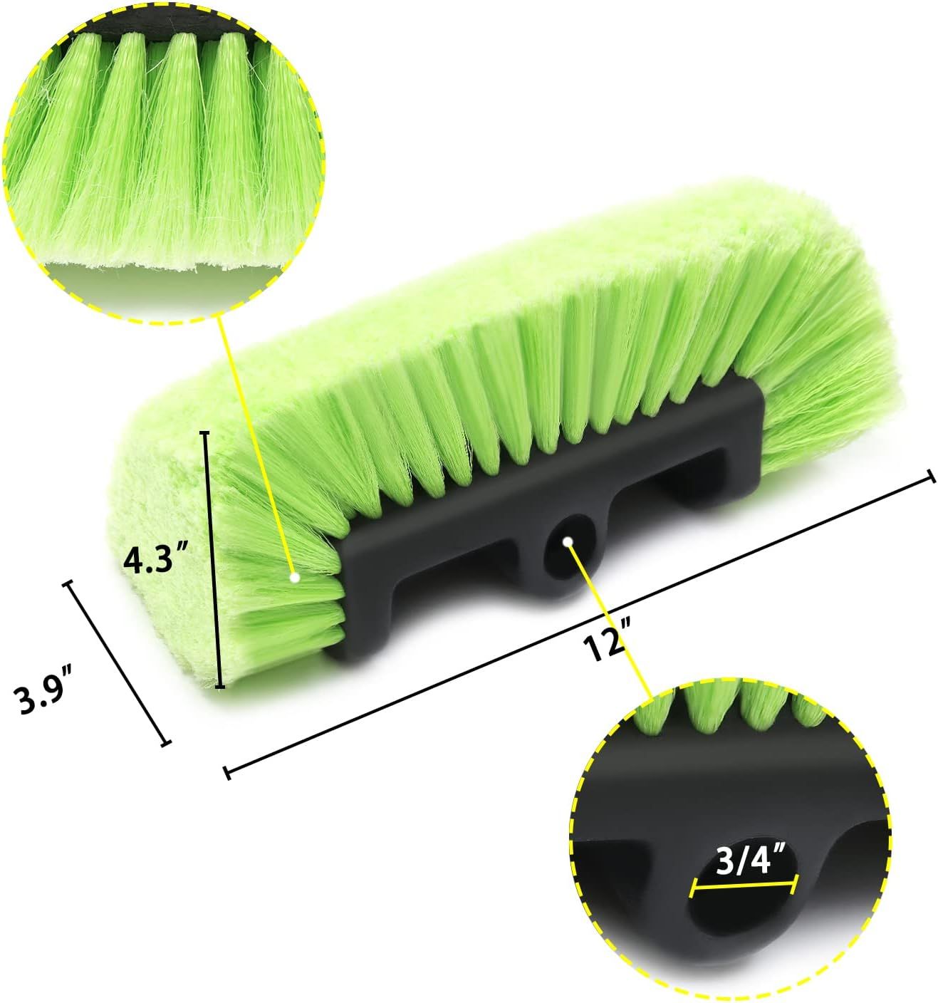 Tri-Level Soft-Bristle Vehicle Wash Brush
