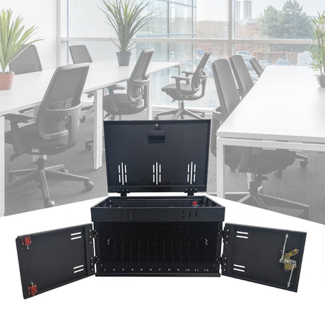 Laptop and Tablet Charging Station with Locking Cabinet for Up to 12 Devices