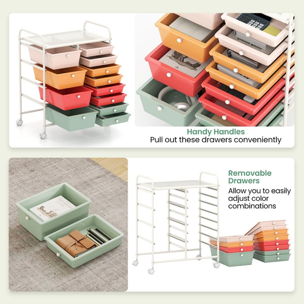 Versatile Rolling Utility Cart with Removable Drawers