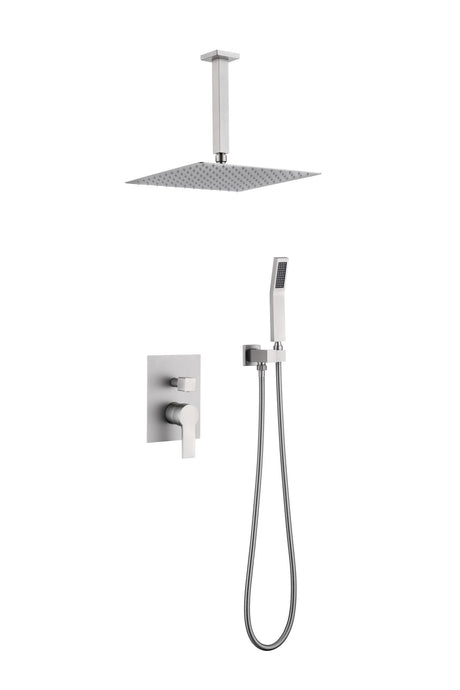 Brushed-Nickel Rotating Rain Shower Combo