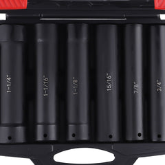 6-Piece 1/2- Drive Extended Length Impact Socket Set for Deep Well Bolts