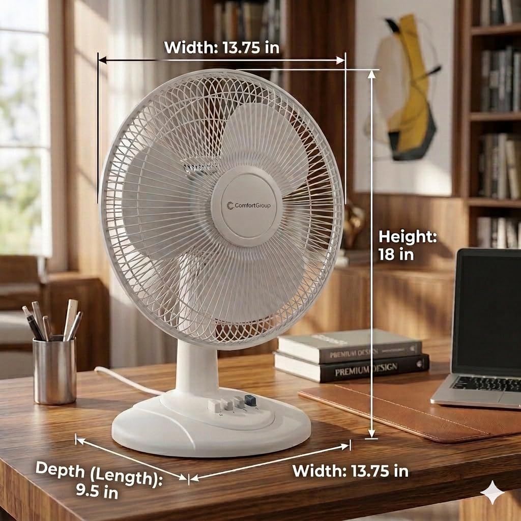 12- Table Fan with Oscillation and Adjustable Tilt