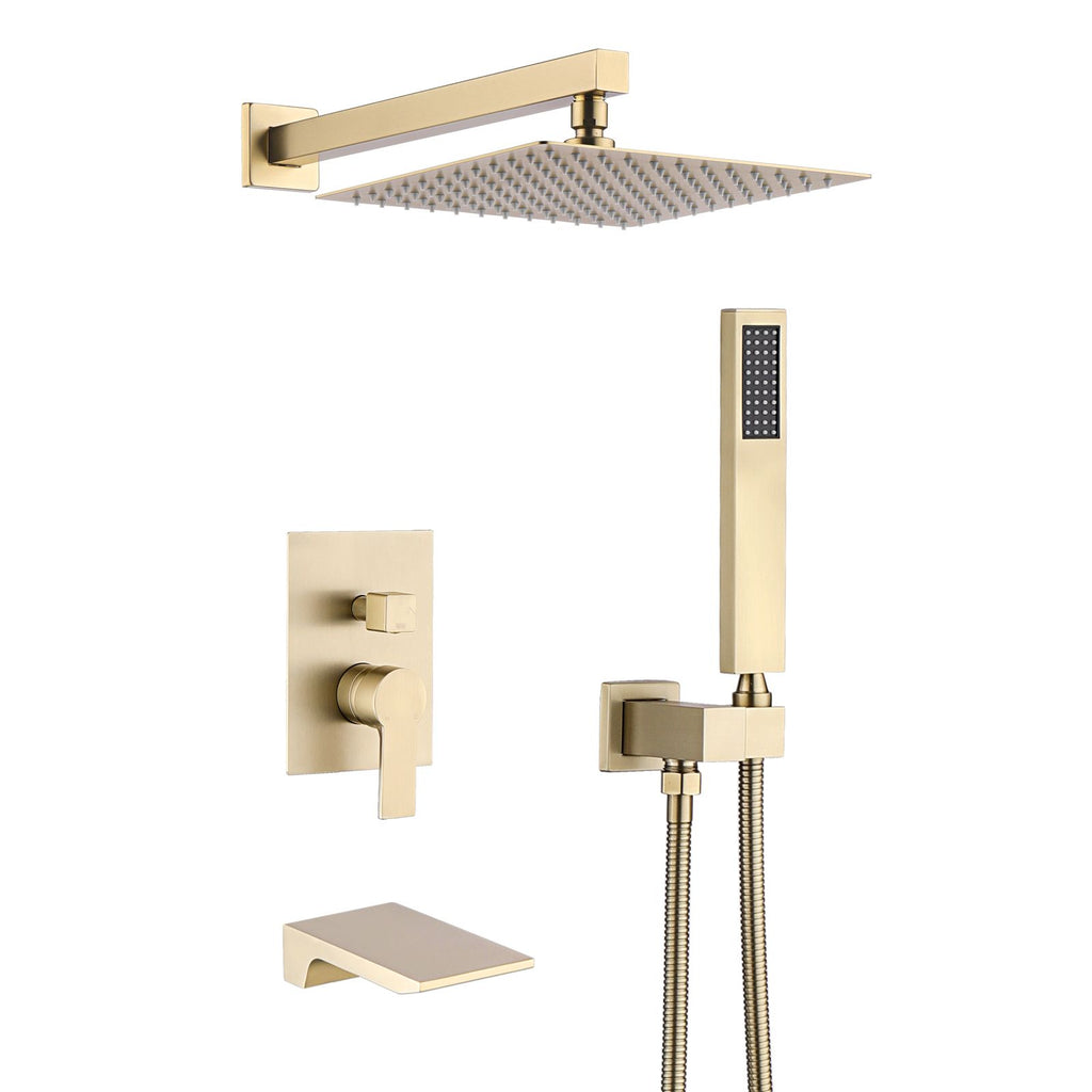Brushed-Gold Three-Function Shower System
