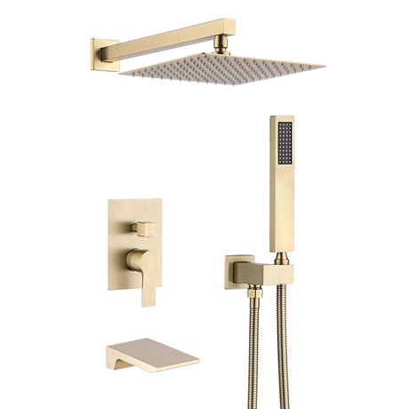 Brushed-Gold Three-Function Shower System