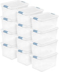 Latching Organizer Bins with White Lids for Closet, Pantry, and Garage