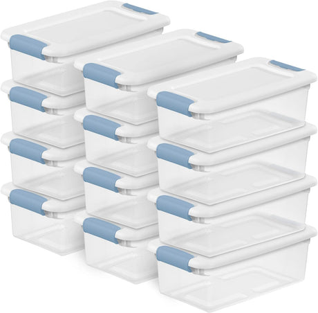 12-Pack Latching Storage Bins with Lids for Under-Bed and Closet Organization